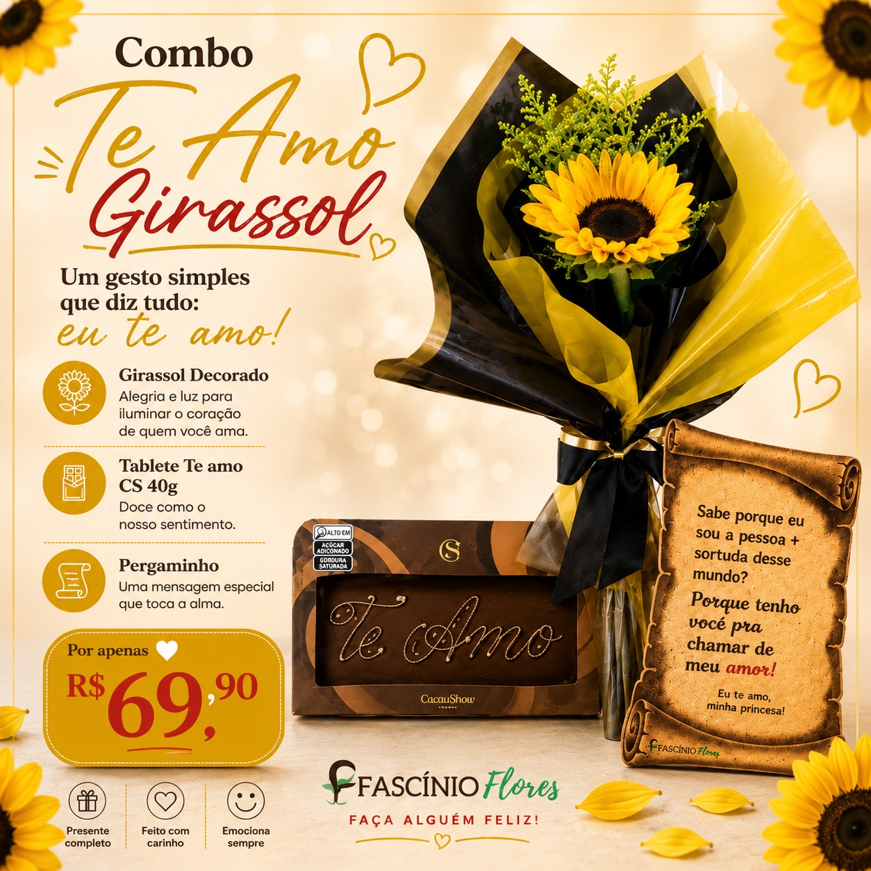 COMBO TE AMO GIRASSOIS