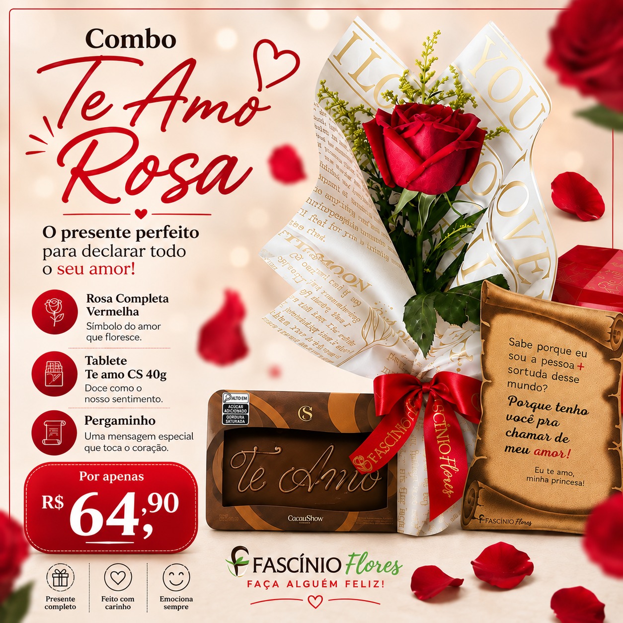 COMBO TE AMO ROSAS