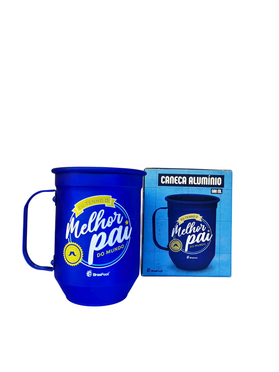 CANECA ALUMINIO 600 Ml Azul - Eu Tenho O Melhor Pai Do Mundo