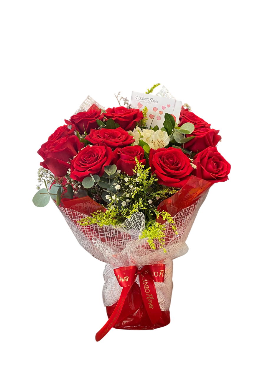 RAMALHETE 12 ROSAS VERMELHAS