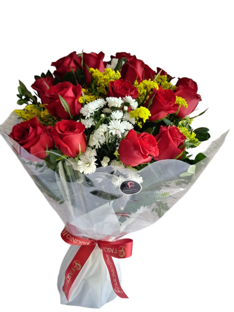 RAMALHETE 15 ROSAS VERMELHAS