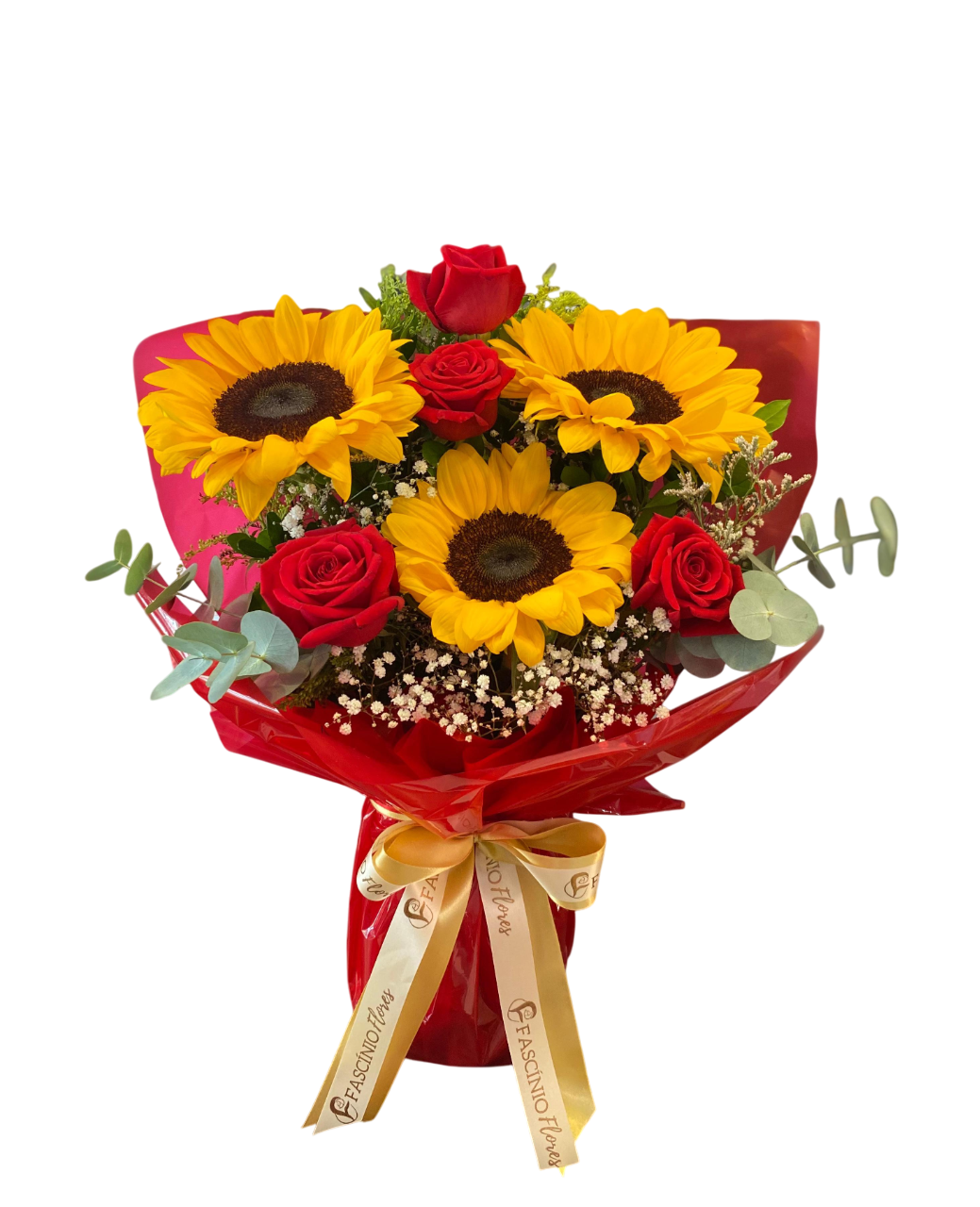 RAMALHETE 03 GIRASS�IS E 04 ROSAS VERMELHAS