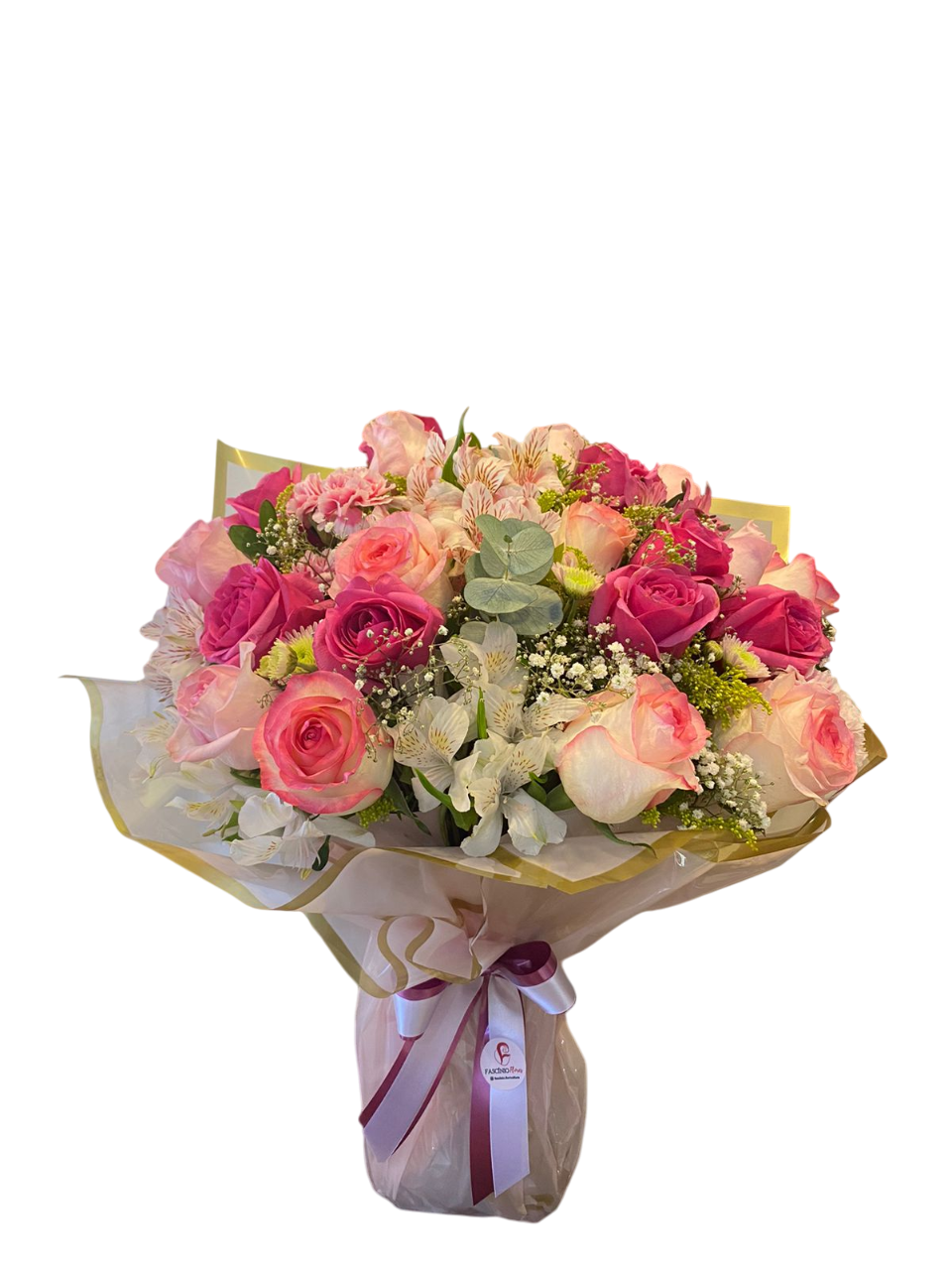 RAMALHETE 20 FLORES TONS DE ROSA 